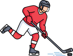 Fototapeta premium Hockey Player in Action: Modern Flat Illustration 