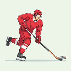 Obraz premium Hockey Player in Action: Modern Flat Illustration 