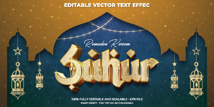 Ramadan Kareem Suhur Golden 3D Editable Text Effect