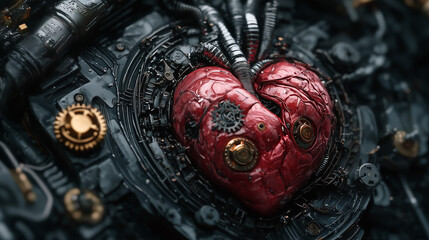 Mechanical Heart Emotion And Machinery Fusion Concept 