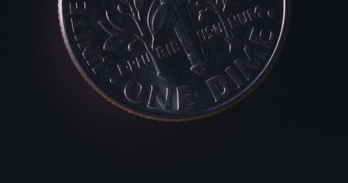 Macro close up of US dime coin