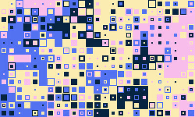 Abstract pastel square pattern.  Vibrant, geometric design ideal for website backgrounds, tech presentations, or modern textile prints.  Evokes feelings of energy, innovation, and digital art.