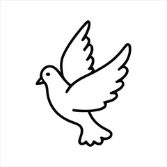 Obraz premium Outline illustration of a dove in flight, symbolizing peace and freedom.