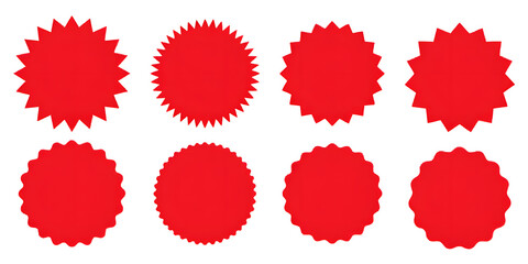 A set of red stars with a white background. The stars are all different sizes. The smallest star is in the middle of the set