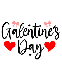 Galentine's Day valentine typography text on plain white transparent isolated background for card, shirt, hoodie, sweatshirt, apparel, tag, mug, icon, poster or badge