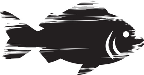 Grunge Fish Silhouette Vector Illustration
