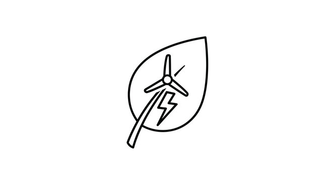 Wind turbine leaf electricity generation symbol.