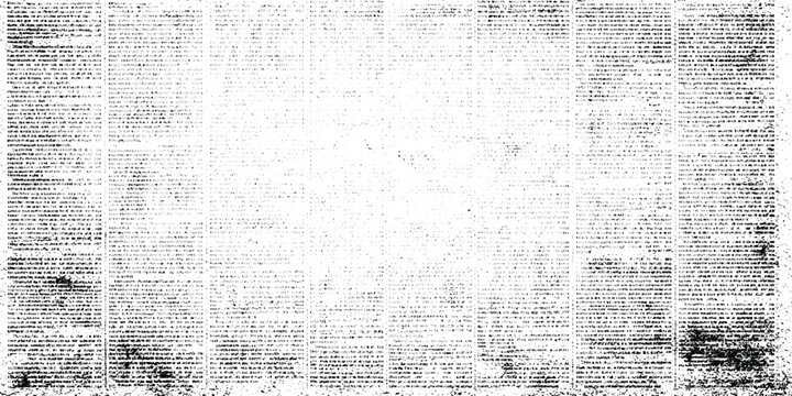 Old newspaper column texture with blurred text blocks and grunge overlay for history and vintage concept