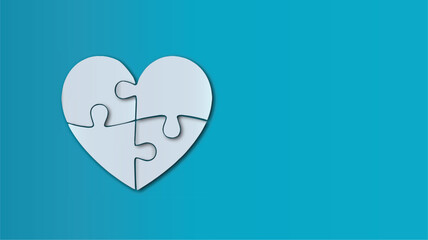 Obraz premium Minimalist Heart Puzzle Jigsaw Graphic for Autism Awareness, Healthcare Connection and Community Problem Solving Business Presentations
