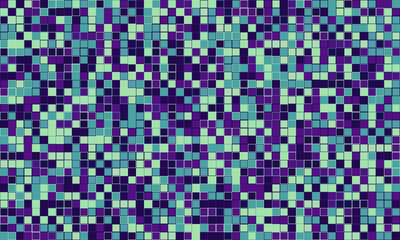 Fototapeta premium Abstract mosaic pattern of purple, teal, and green squares. Perfect for backgrounds, tech designs, website headers, or presentations needing a modern, vibrant feel.