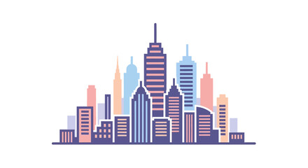 Fototapeta premium Colorful City Skyline with Tall Buildings.