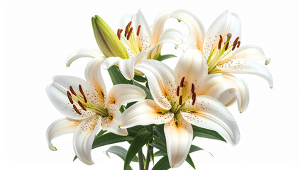 Obraz premium White lilies blooming in a garden, symbolizing purity and beauty