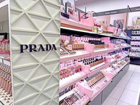 Prada makeup stand at a Sephora store.