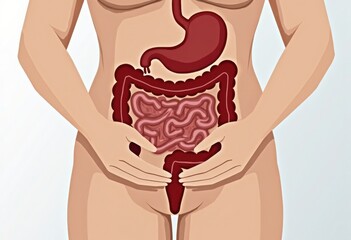 Illustration of the Human Digestive System with Anatomical Details