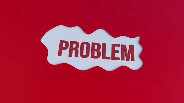 Problem Concept - 4K 3D Video Animation with Liquid Wavy Text "PROBLEM" Emerging on Vibrant Red Background