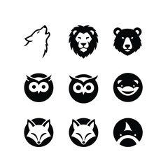 Obraz premium Animal Face Silhouette Icons Black Vector