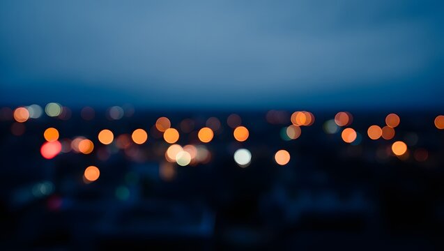 Blurred cityscape with colorful lights at nighttime scene