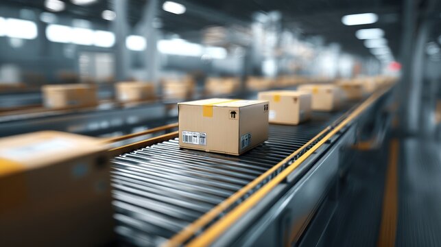 Packages conveyor belt transportation
