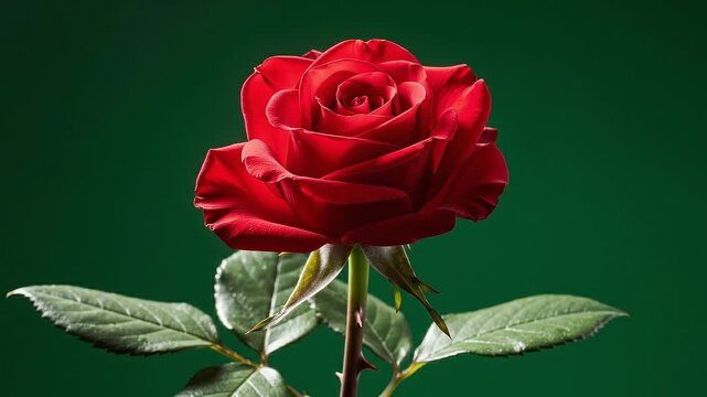 Single red rose blooming in slow motion close up cinematic motion