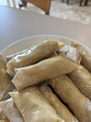Eggrolls before being cooked