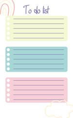 Pastel To Do List Planner With Three Sections Minimal Aesthetic Productivity Template Isolated PNG.