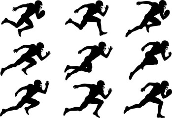 American Football Players Action Silhouette Vector