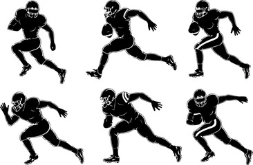 American Football Players Action Silhouette Vector