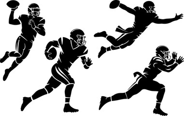 American Football Players Action Silhouette Vector