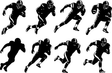 American Football Players Action Silhouette Vector