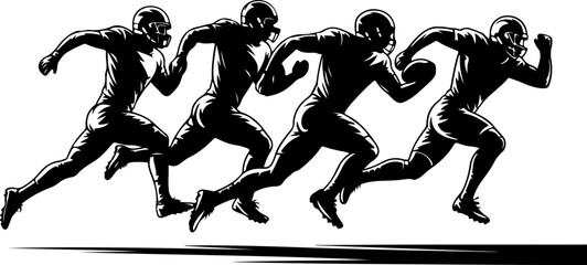 American Football Players Action Silhouette Vector