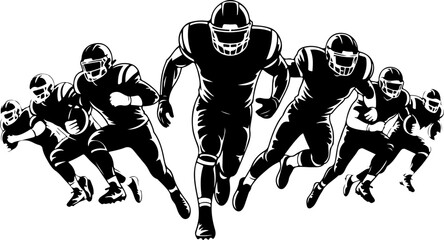 American Football Players Action Silhouette Vector