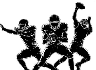American Football Players Action Silhouette Vector