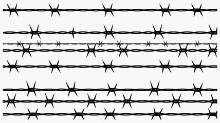 Barbed wire fence, vector illustration of security and protection barrier, for agriculture, industrial areas, restricted zones, safety concepts, and digital or print design projects.