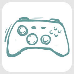 Gaming controller icon in hand drawn sketch style. Minimalist doodle of a joystick for esports, video games, and digital entertainment. High quality vector illustration for gamer decor. © dirtyfellas