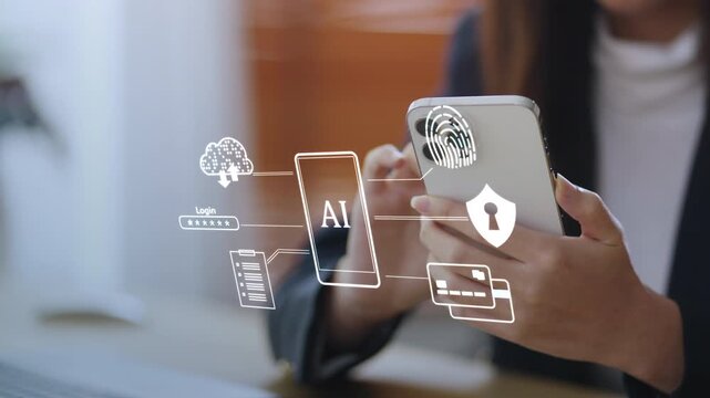 Artificial intelligence AI finance stock market data analysis machine learning. Business big data analytics, digital transformation technology, smart computer system, and futuristic network innovation