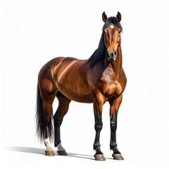Obraz premium Majestic brown horse standing confidently on white background
