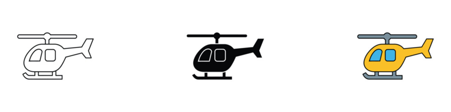 Helicopter icon vector. Flight transportation, Emergency air ambulance, Aviation chopper and rescue travel vehicle symbol set. Vector illustration.