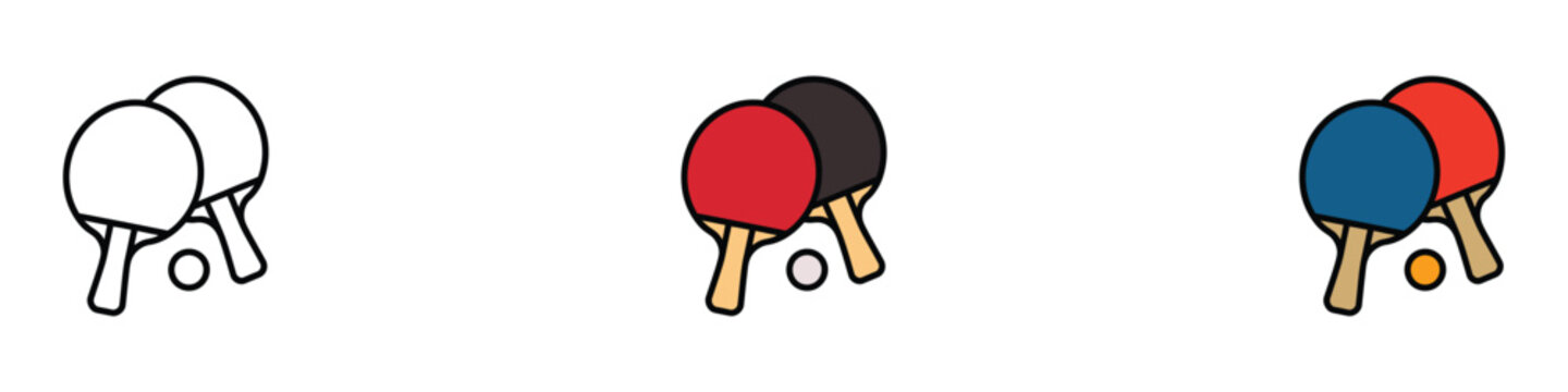Table tennis and ping pong equipment icon vector. Sport rackets and ball competition symbol set. Vector illustration.