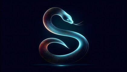 Obraz premium Glowing Snake Illustration with Neon Aura on Dark Background
