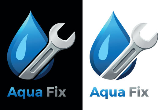 Icon Symbol Logo Firmenzeichen - Wassertropfen Wasserwerk Sanitaer Zahnrad - heating gear