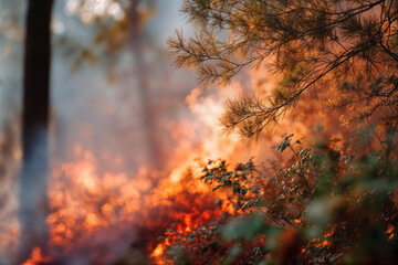Earth, Power, Symbol Intense Forest Fire Capturing Nature's Fierce Energy and Destructive