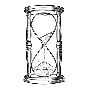 hourglass vector line art hand drawn illustration
