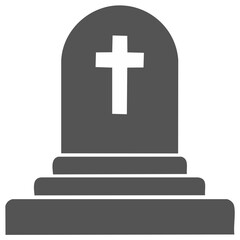 Fototapeta premium Grey tombstone with a cross symbol, memorial icon for remembrance of a person, death concept