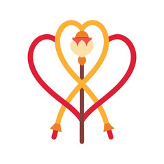intertwined lanterns stems heart shape vector