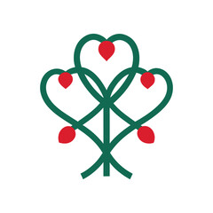 intertwined christmas tree stems heart shape vector