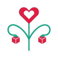 intertwined gift box stems heart shape vector