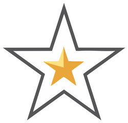 Obraz premium Gold star inside a dark grey star symbol.