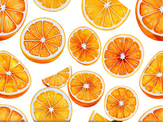 Obraz premium Fresh orange slices arranged on a white surface