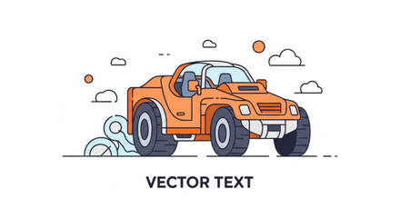 Orange monster truck vector illustration with dynamic motion and vibrant colors on a clean white background © Arham
