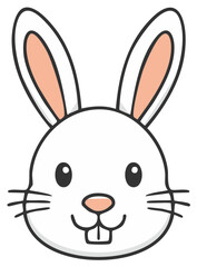 Obraz premium Adorable cartoon white rabbit face with long ears and pink inner ears